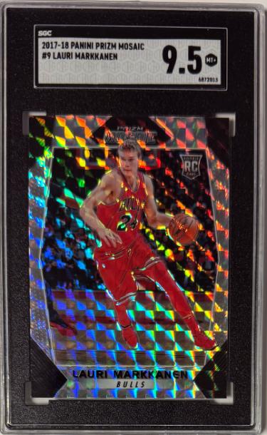 Lauri Markkanen 2017-18 Panini Prizm Mosaic Rookie Card #9- SGC Graded 9.5 Mint+ (Chicago Bulls)