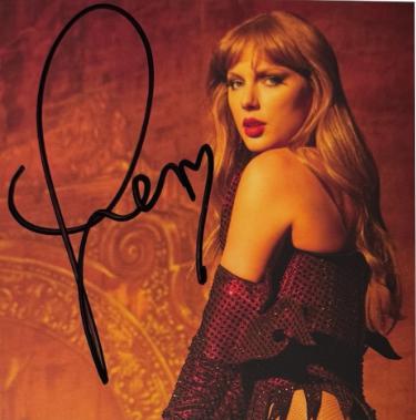Taylor Swift 2025 The Life of a Showgirl CD Signed 4.75 Inch X 4.75 Inch Photo Art Card #3 w/ Heart- Beckett Review