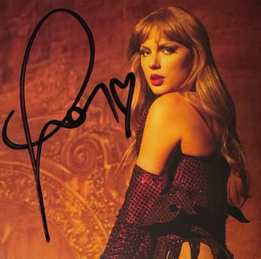 Taylor Swift 2025 The Life of a Showgirl CD Signed 4.75 Inch X 4.75 Inch Photo Art Card #3 w/ Heart- Beckett Review