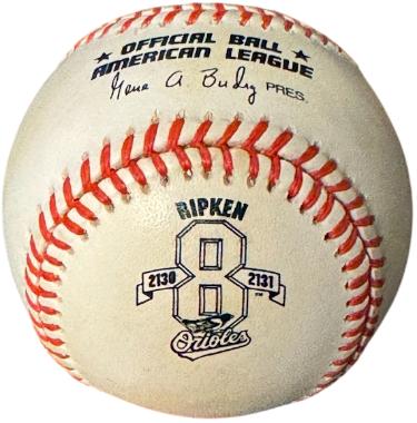 Cal Ripken Jr 2130/2131 Official American League #8 Logo Baseball toned- New