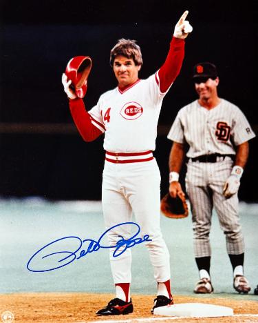 Pete Rose signed Cincinnati Reds MLB Licensed 8x10 Photo minor smudge- COA (HIT KING)