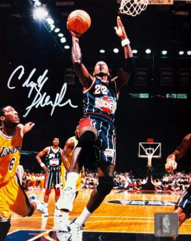 Clyde Drexler signed Houston Rockets NBA Licensed 8x10 Photo- Goldin/The Score Board COA
