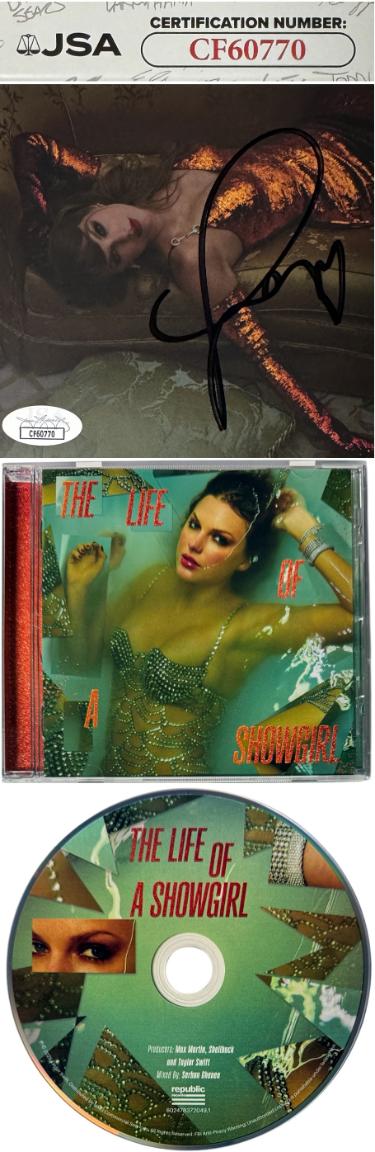 Taylor Swift 2025 The Life of a Showgirl CD Signed 4.75 Inch X 4.75 Inch Photo Art Card #2 w/ Heart- JSA #CF60770