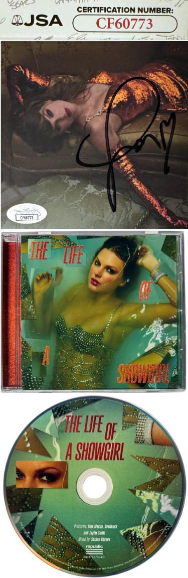 Taylor Swift 2025 The Life of a Showgirl CD Signed 4.75 Inch X 4.75 Inch Photo Art Card #2 w/ Heart- JSA #CF60773