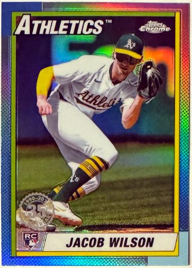 Jacob Wilson 2025 Topps Chrome 1990 Topps 35th Anniversary Rookie Card #90CB-18 (Oakland A's)