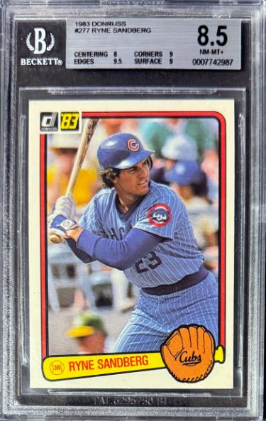 Ryne Sandberg 1983 Donruss Rookie Card (RC) #277- Beckett/BGS Graded 8.5 NM-MT+ (w/ Sub Grades/Chicago Cubs/HOF)