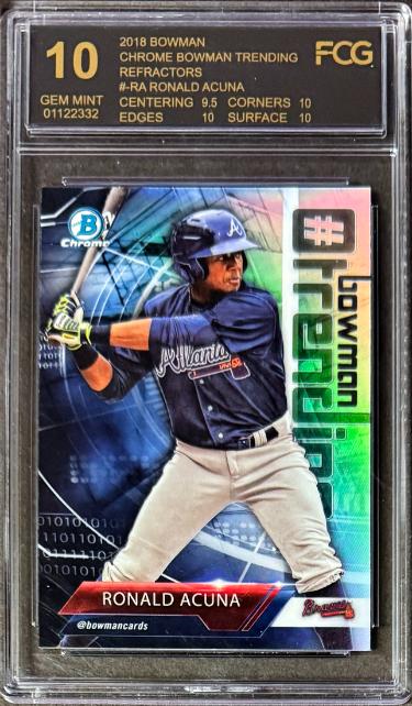 Ronald Acuna 2018 Bowman Chrome Trending Refractors Rookie Card (RC) #RA- FCG Graded 10 Gem Mint (Atlanta Braves/w/ Sub Grades)