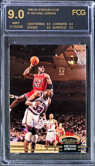 Michael Jordan 1992-93 Topps Stadium Club Card #1- FCG Graded 9 Mint (Chicago Bulls/GOAT/HOF/Sub Grades)