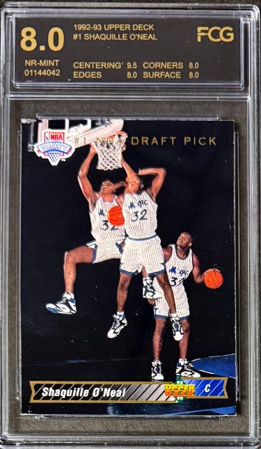 Shaquille O'Neal 1992-93 Upper Deck Rookie Card (RC) #1- FCG Graded 8 NM (Orlando Magic/HOF/Sub Grades)