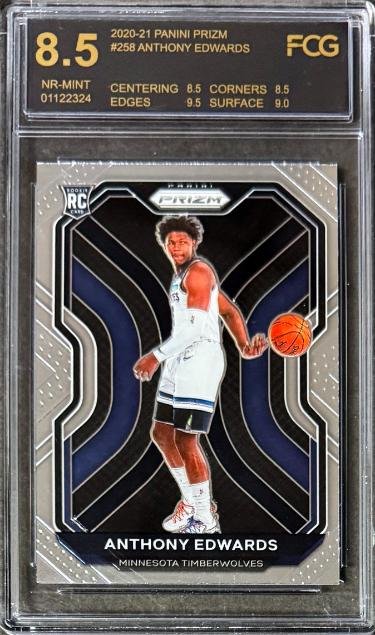 Anthony Edwards 2020-21 Panini Prizm Rookie Card #258- FCG Graded 8.5 NM (Minesota Timberwolves/Sub Grades)