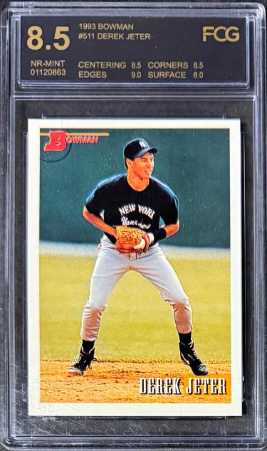 Derek Jeter 1993 Bowman Rookie Card (RC) #511- FCG Graded 8.5 Near Mint (New York Yankees/HOF/Sub Grades)