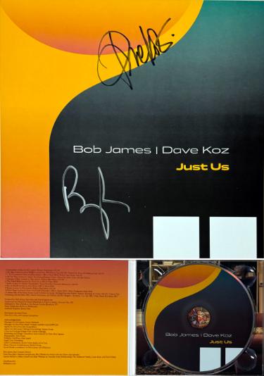 Bob James/Dave Koz dual signed 2025 Just Us 12x12 Art Card w/ Brand New CD/Hard Cover- COA