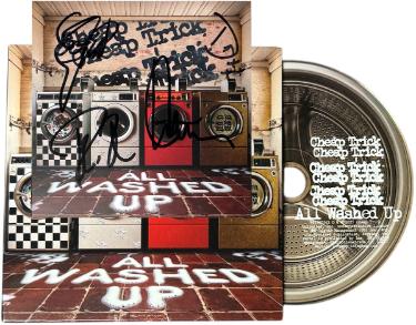 Cheap Trick signed 2025 All Washed Up 4x4 Art Card Insert/CD- 3 sigs- COA (Rick Nielsen/Tom Petersson/Robin Zander)