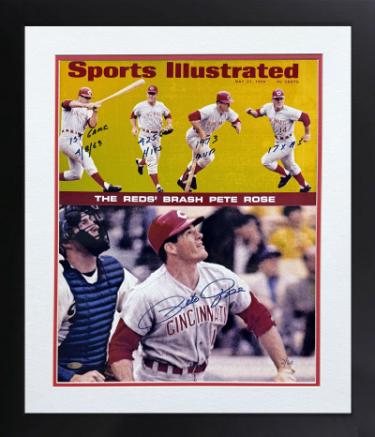 Pete Rose signed 1968 Sports Illustrated Cincinnati Reds Brash Cover/Print 16x20 Photo w/ 4 stats Custom Framing- Steiner Sports