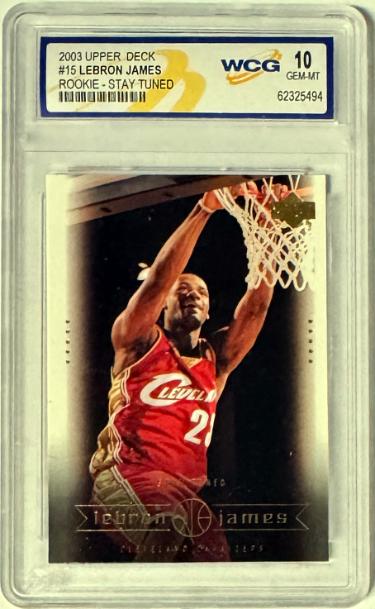 LeBron James 2003 Upper Deck Box Set Rookie Stay Tuned Card (RC) #15- WCG Graded 10 Gem Mint (Cleveland Cavaliers)