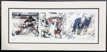 Dominik Hasek signed Majestrigraf Lithograph Custom Framing Framed 31x15- /3039-Hand-Embellished- COA