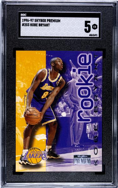 Kobe Bryant 1996-97 Skybox Premium Rookie Card (RC) #203- SGC Graded 5 EX (Los Angeles Lakers/HOF)
