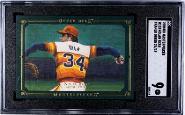 Nolan Ryan 2008 UD Masterpieces Framed Green Card #102- /75- SGC Graded 9 Mint (Houston Astros/HOF)