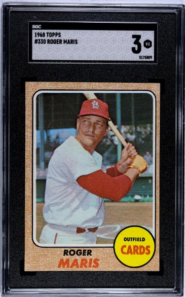 Roger Maris 1968 Topps Card #330- SGC Graded 3 VG (Cardinals/HOF)
