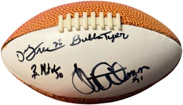 Washington Greats Darrell Green/Brian Mitchell/Monte Coleman/Bubba Tyer signed Plastic Mini Football (5.5 inch) imperfect- COA
