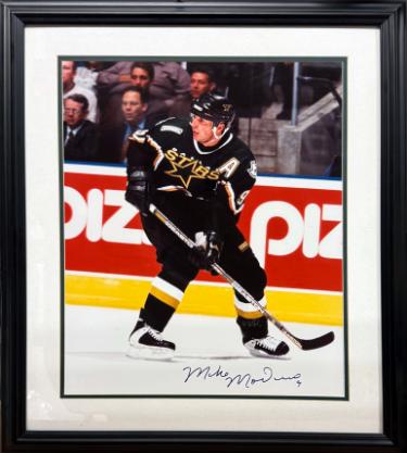 Mike Modano signed Dallas Stars 16x20 Photo #9 Custom Framing imperfect- COA (HOF)