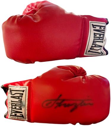 Joe Frazier signed Everlast Leather White Label 14oz Pair Boxing Gloves (one signed)- imperfect- Steiner Sports Hologram/COA