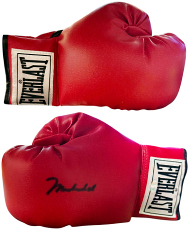 Muhammad Ali signed Everlast Leather White Label 14oz Pair Boxing Gloves (one singed) imperfect- Steiner Sports Hologram/COA