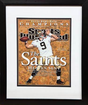 Drew Brees New Orleans Saints, Heaven Sent Super Bowl XLIV Champions Sports Illustrated 14x18 Cover Reprint.February 12, 2010 Cu