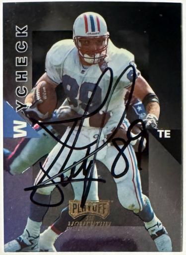 Frank Wycheck signed 2000 Playoff Absolute Coaches Honors On Card Auto #142- COA (Tennessee Oilers/Titans)