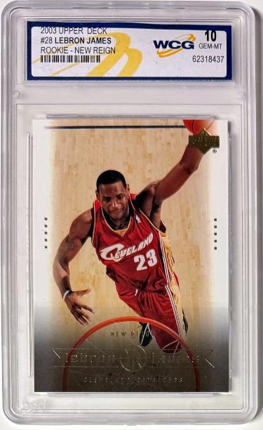 LeBron James 2003-04 Upper Deck New Reign Rookie Card #28- WCG Graded 10 Gem Mint (Cleveland Cavaliers)