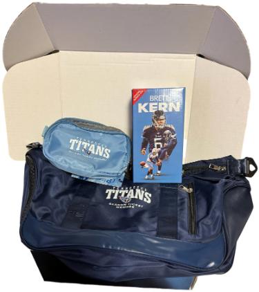 Tennessee Titans 2025 Season Ticket Member Box with Messenger Bag, Belt Bag & Brett Kern Bobblehead- NEW