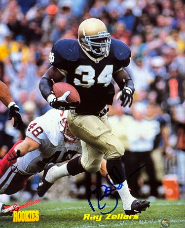 Ray Zellars signed Signature Rookies Notre Dame Fighting Irish 8x10 Photo- COA