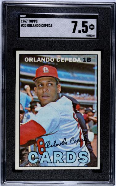 Orlando Cepeda 1967 Topps Card #20- SGC Graded 7.5 NM+ (St. Louis Cardinals/HOF)
