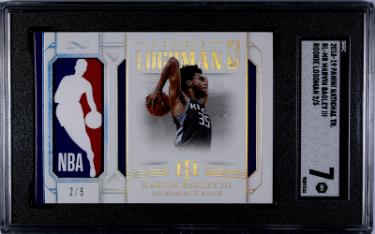 Marvin Bagley III  2018-19 National Treasures Rookie Logoman Card (RC) #RL-MB- 2/5- SGC Graded 7 NM (Sacramento Kings)