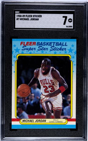 Michael Jordan 1988-89 Fleer Sticker/Card #7- SGC Graded 7 NM (Chicago Bulls/HOF/GOAT)