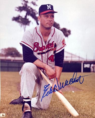 Eddie/Ed Mathews signed Milwaukee Braves MLB 8x10 Photo minor dings- COA (HOF)