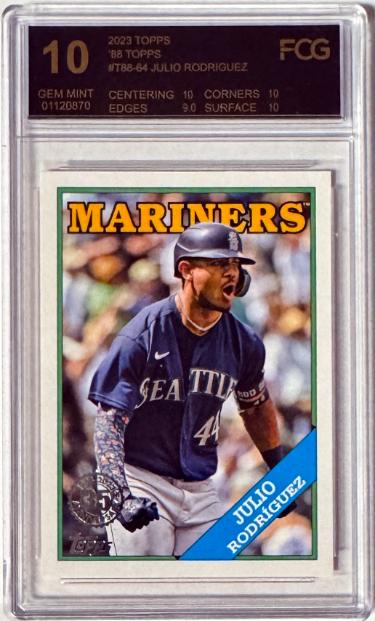 Julio Rodriguez 2023 Topps Series 88 35th Anniversary Retro Card #T88-64 - FCG Graded 10 Gem Mint (Seattle Mariners)