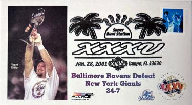 Super Bowl XXXV Stamped Ravens Envelope/Trent Dilfer NFL Licensed w/ Holder