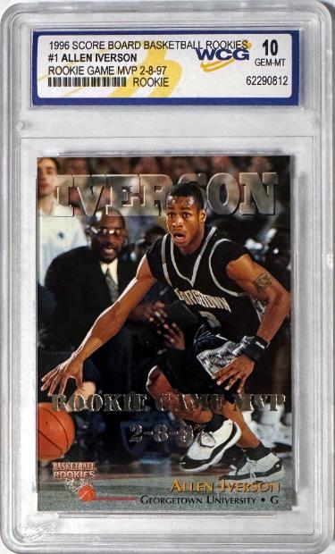 Allen Iverson 1996 Score Board Rookies Card #1- WCG Graded 10 Gem Mint (Georgetown Hoyas)