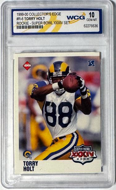 Torry Holt 1999-00 Collectors Edge SBXXIV Rookie Card #R-6- WCG Graded 10 Get Mint (St. Louis Rams)