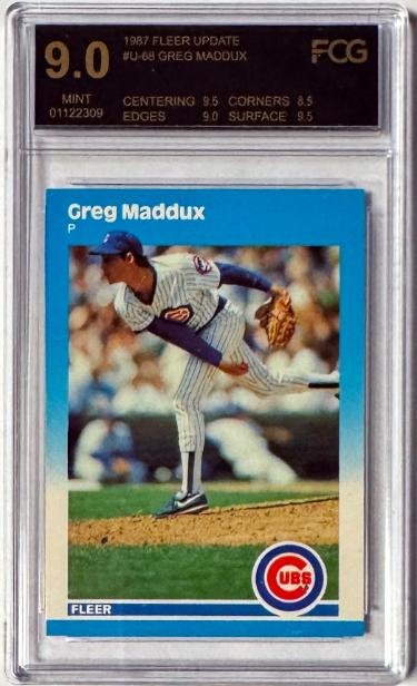 Greg Maddux 1987 Fleer Update Rookie Card (RC) #U-68- FCG Graded 9 Mint (Cubs/Braves/HOF)