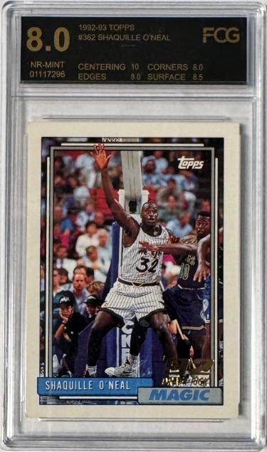 Shaquille O'Neal 1992-93 Topps Rookie Card (RC) #362- FCG Graded 8 NM-MT (Orlando Magic/HOF)
