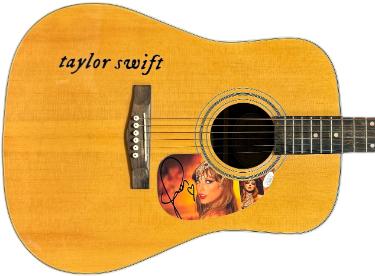 Taylor Swift Signed 2025 The Life of a Showgirl 41� FENDER DG-3 FS Acoustic Guitar Heart #1- �JSA