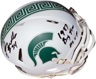 Lorenzo White signed Michigan State Spartans Riddell Speed Mini Helmet w/ 1987 Big Ten MVP #34- Primetime Witnessed Holo