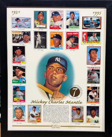 Mickey Mantle Topps 1931-1995 Commemorative Card Sheet Custom Framing /10,000- COA