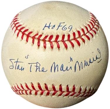 Stan Musial signed Rawlings Official National League Baseball dual HOF 69/The Man toned - COA (St. Louis Cardinals)