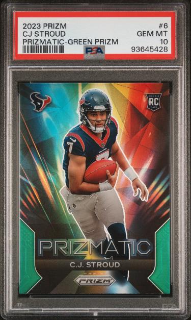 CJ/C.J. Stroud 2023 Panini Prizm Prizmatic Green RC Card #6-PSA Graded 10 Gem Mint (Houston Texans)