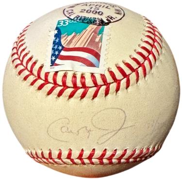 Cal Ripken, Jr signed Rawlings Official ROAL American League Baseball April 15, 2000 Postal Marked Stamp /3000 imperfect- Goldin