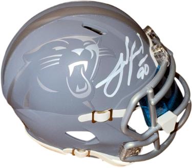 Julius Peppers signed Carolina Panthers Riddell Slate Speed Mini Helmet w/ Visor- Beckett Witnessed