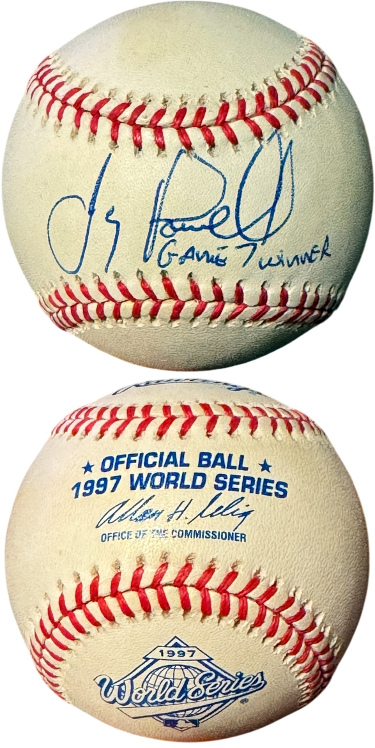 Jay Powell signed Rawlings Official 1997 World Series Logo Baseball toned Game 7 Winner- COA (Florida Marlins)